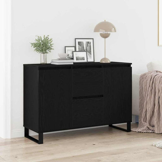 Element de rangement contemporain noir en bois 101,5 x 35 x 70 cm, solution elegante pour organiser le salon et la salle a manger
