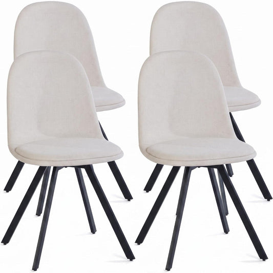 Lot de 4 chaises pivotantes creme a 360 degres sans accoudoirs, base metalique radiale et design elegant pour interieur