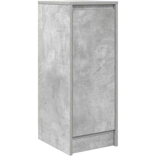 Petit meuble de rangement gris beton 29,5 x 34 x 76 cm en bois composite, ideal pour organiser les espaces interieurs